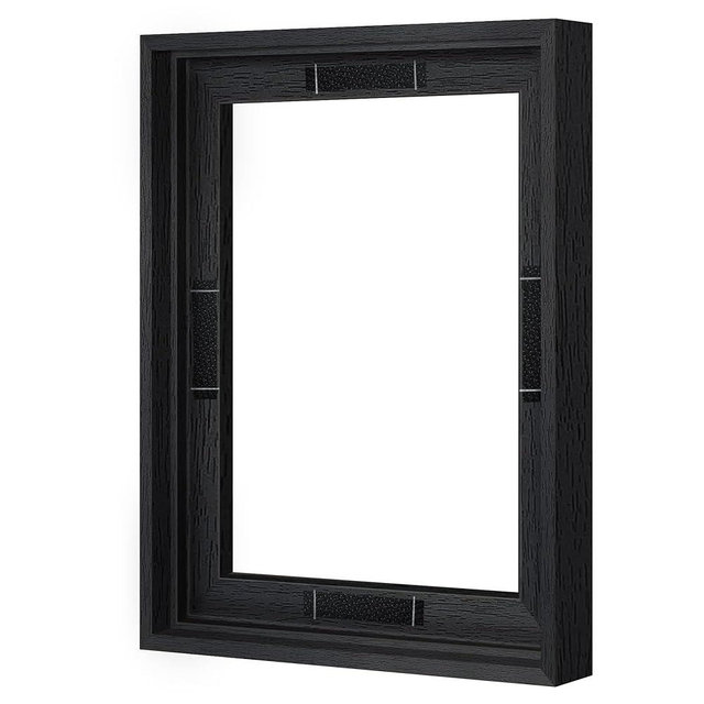 Abtgt 9x12 Canvas Floating Frame with 0.9" Deep, Black Floater Frame for Canvas Paintings with Adhesive, Vertical or Horizontal Wall Art frame for Prints Oil Painting Diamond Decor, 1 Pack.