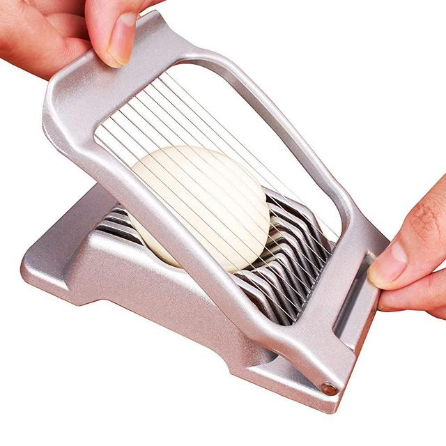 Egg Slicer for Hard Boiled Eggs Egg Cutter Strawberry Slicer Heavy Duty Aluminium Slicer Stainless Steel Wire Multipurpose Egg Slicer for Soft Fruit Mushroom