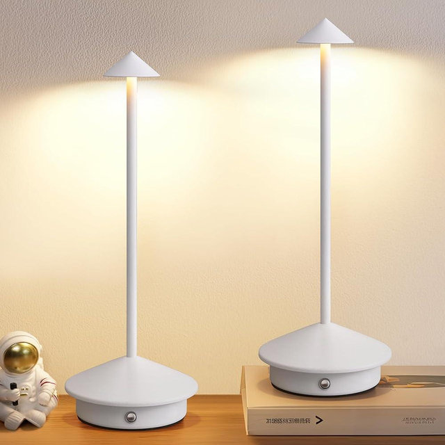 NEWSEE Modern Cordless Table Lamp Set of 2, Portable LED Desk Lamps, 5000mAh Rechargeable Battery Operated Lighting for Bedroom Dining Room Restaurant Coffee Shop Camping Night Light (White)