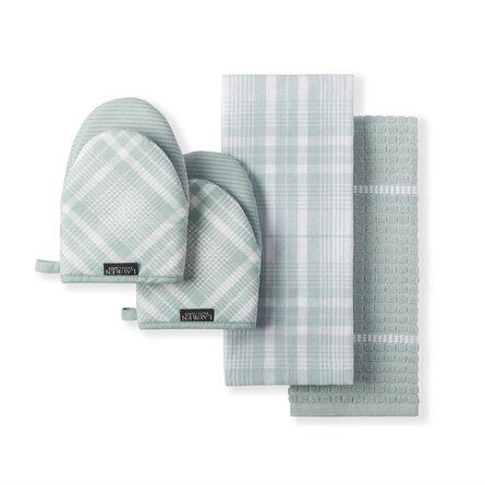 Lauren Ralph Lauren Roman Plaid Kitchen Towel and Mini Oven Mitt 4-Pack Set