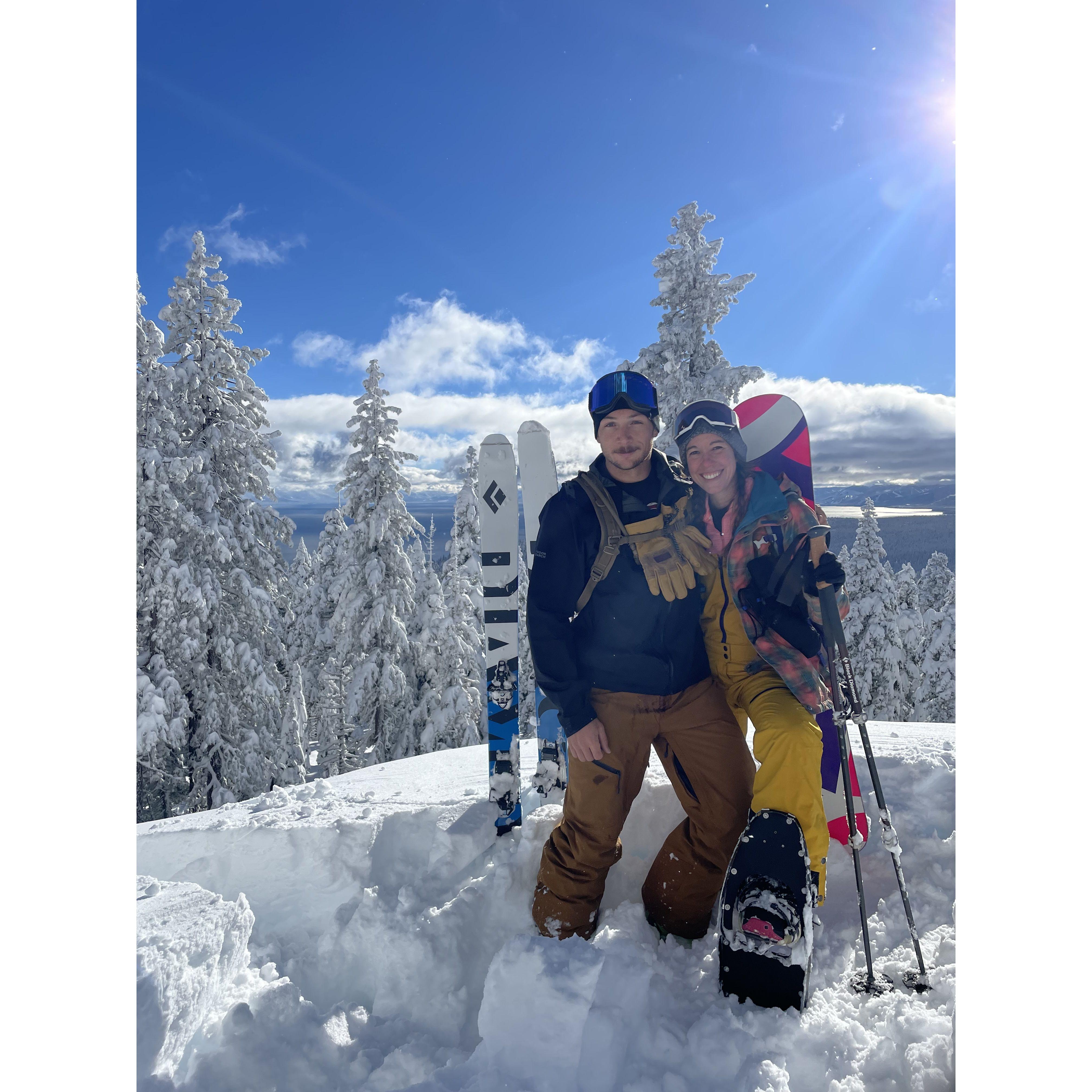Our first winter together - slopes closed? No problem - John found a better (make your own) ski hill that we had all to ourselves