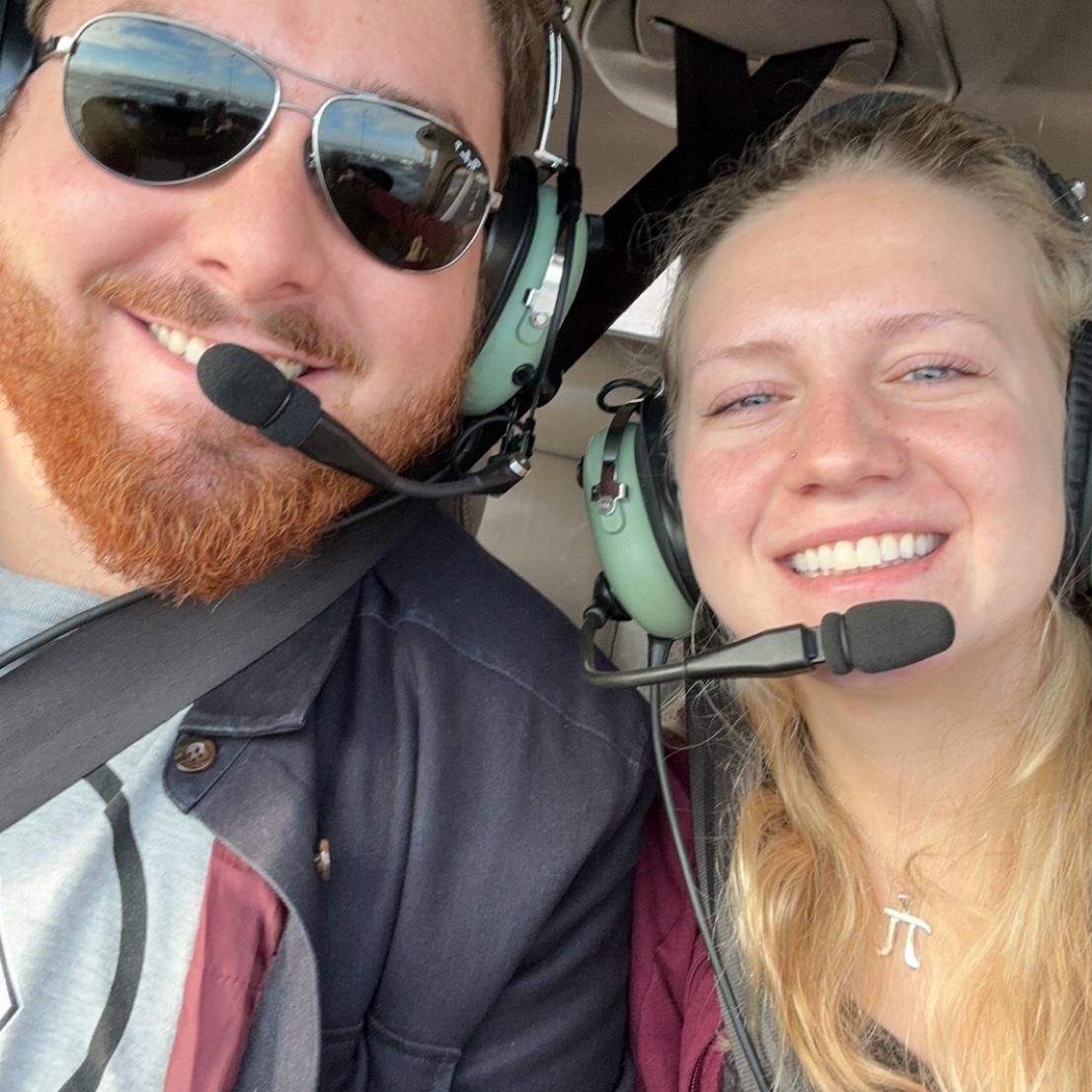 James and Madi on their first flight together