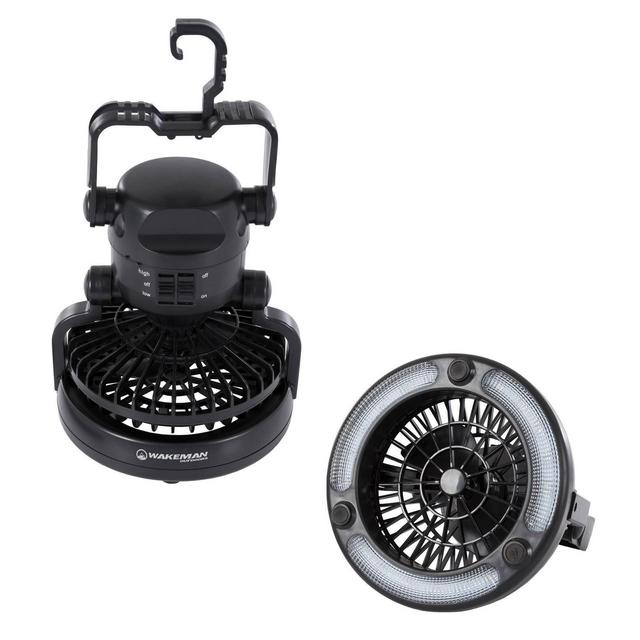 Wakeman Portable 2 in 1 LED Camping Lantern with Ceiling Fan - Black