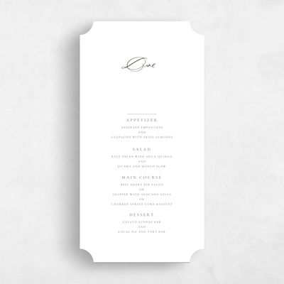 Green Ticket Wedding Menu - Brantley
