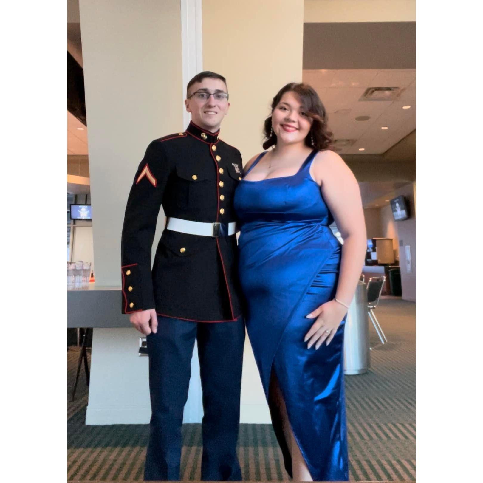 November 2023. Jayden and Audrey go to the Marine Corps Birthday Ball! We also moved in together this month!