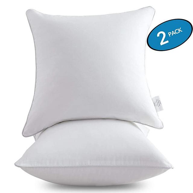 Oubonun 16 x 16 Pillow Inserts (Set of 2) - Throw Pillow Inserts with 100% Cotton Cover - 16 Inch Square Interior Sofa Pillow Inserts - Decorative Pillow Insert Pair - White Couch Pillow