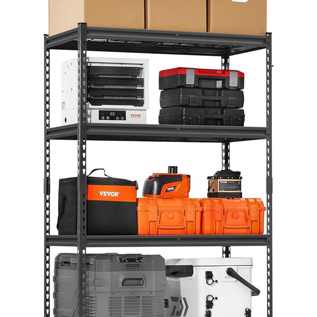 VEVOR Storage Shelves, 2400 lbs, 4 Tier Heavy Duty Garage Shelving, 20" D x 40" W x 60" H Adjustable Metal Shelves for Industrial Shelving Unit Utility Shelf, for Kitchen, Warehouse, Basement, Black