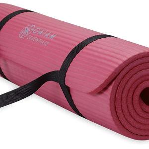 Gaiam Essentials Thick Yoga Mat Fitness & Exercise Mat with Easy-Cinch Yoga Mat Carrier Strap, 72"L x 24"W x 2/5 Inch Thick