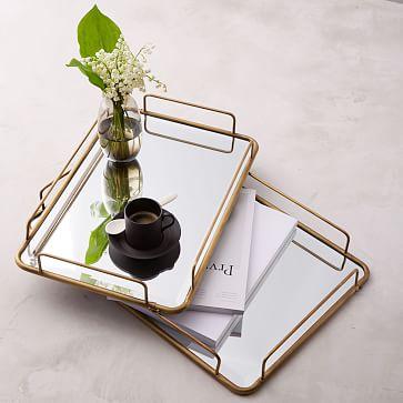 Fishs Eddy Gilded Cafe Mirror Tray (Size: Small 15"x10")