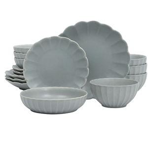 Ceramic Plates and Bowls Dinnerware Set - Blue