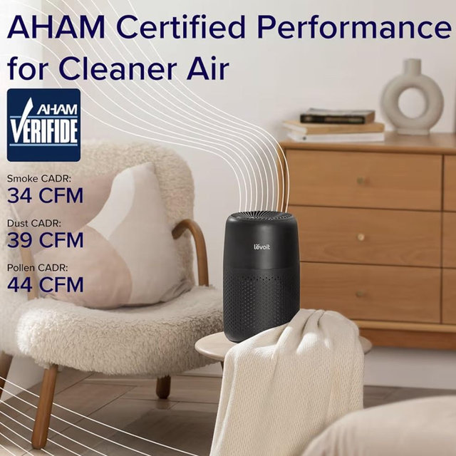 LEVOIT Air Purifiers for Bedroom Home, AHAM VERIFIDE, 3-in-1 Filter Cleaner With Aroma Pad, Filters Smoke, Allergens, Pet Dander, Odor, Dust, Office, Desktop, Core Mini-P, Black