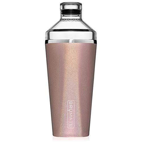 BrüMate Shaker, 20oz Triple-Insulated Stainless Steel Cocktail Shaker and Tumbler With Clear, Shatter-Proof Top and Lid (Rose Gold)