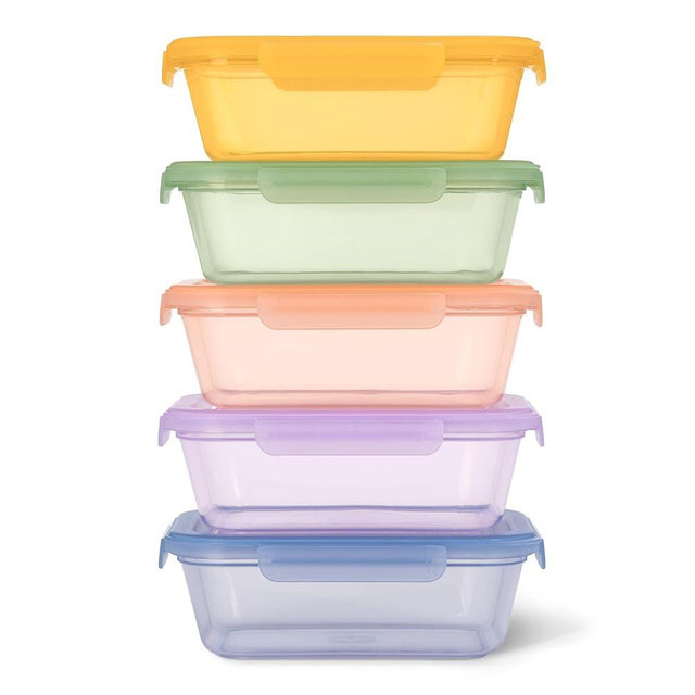 Ello Snap & Nest 10-Piece 4.5 Cup Plastic Meal Prep Set, Reusable Food Containers for Healthy Eating, Freezer, Dishwasher Safe, Cactus Blooms