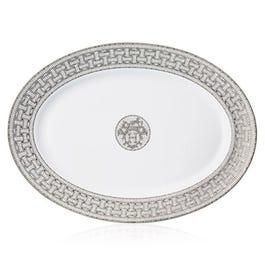 Hermès Mosaique Large Oval Platter Mosaique Au 24 Platinium Large Oval Platter