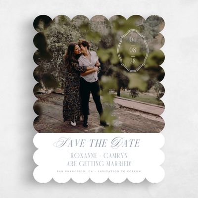 Grey Scalloped Wedding Save the Date - Kotor Photo