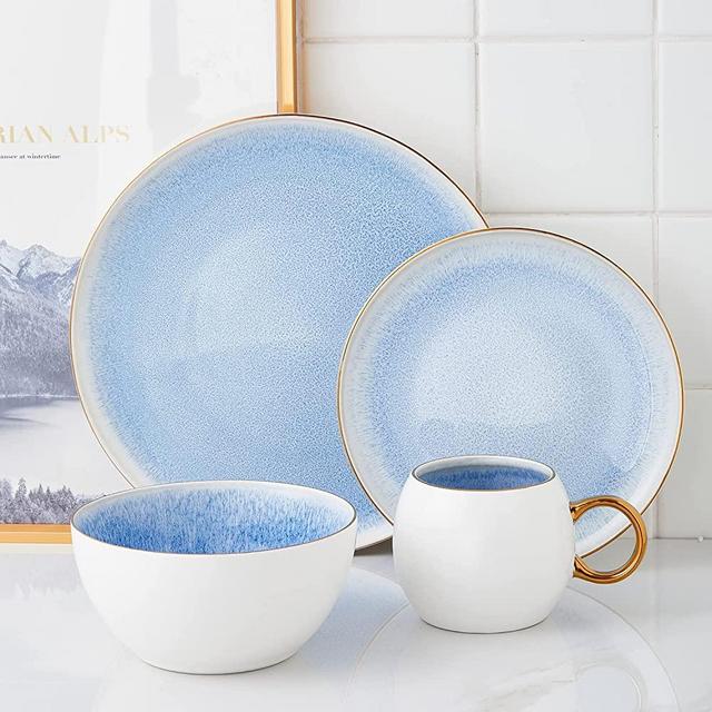 Stone lain Josephine Porcelain Dinnerware Set, 16-Piece Service for 4, Blue