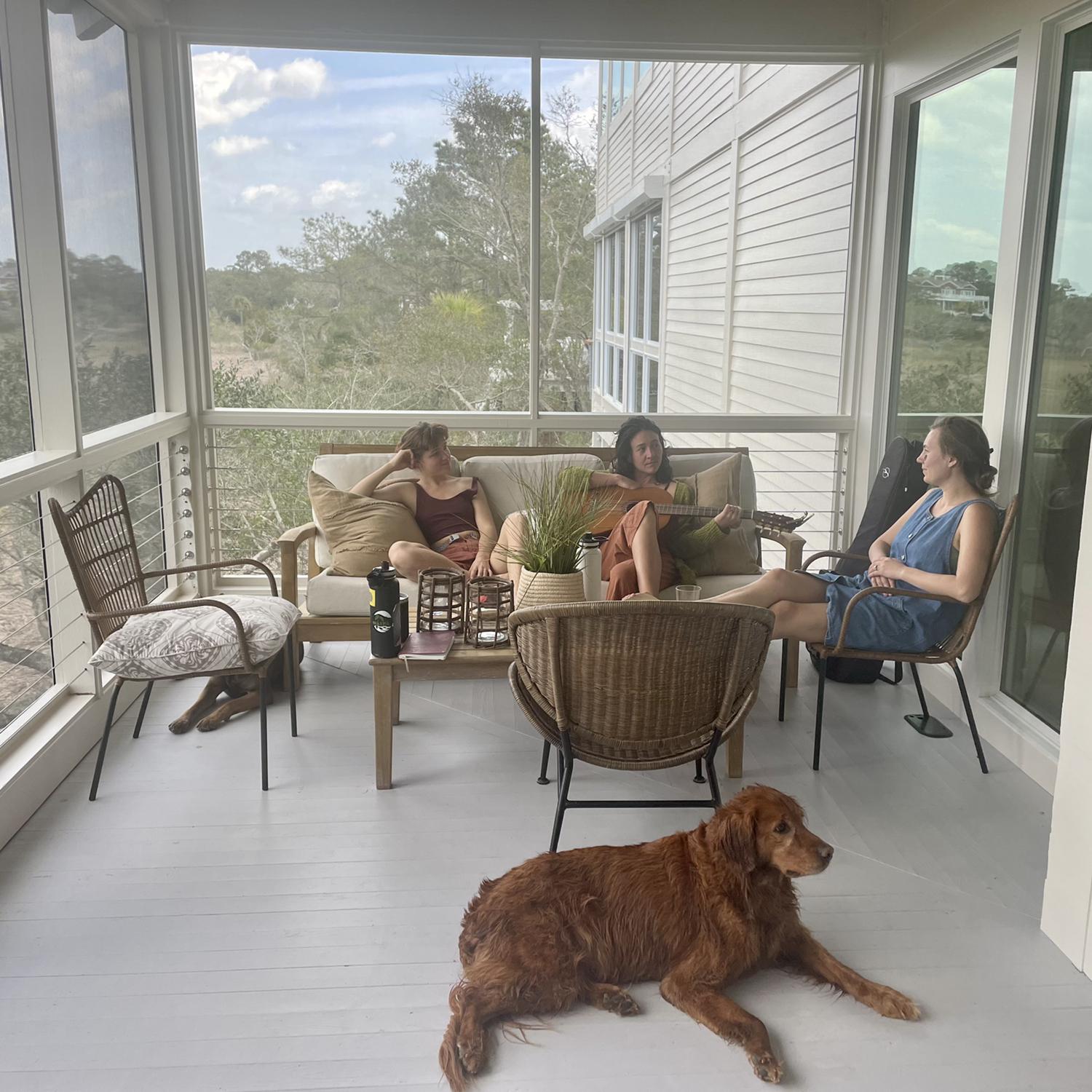 Lucille, Paeonia, and Morgan sharing some morning songs in Isle of Palms at BI’s parents beach house.