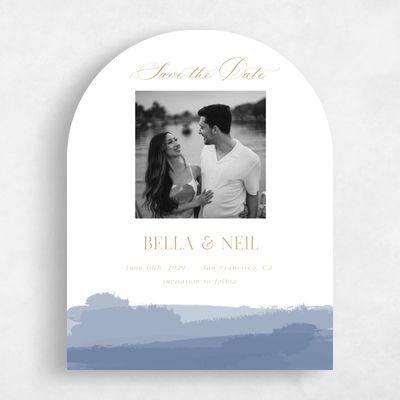 Blue Arch Wedding Save the Date - Saif Photo