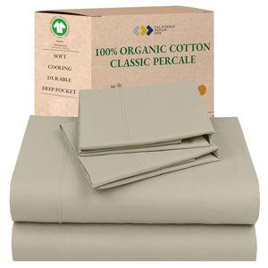 California Design Den Soft 100% Organic Cotton Bed Sheets, Warm Taupe, Full