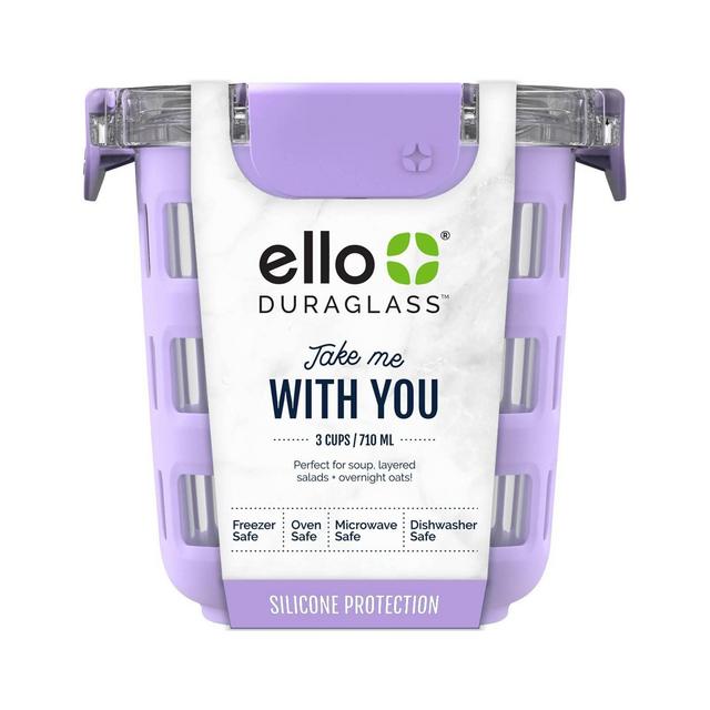 Ello 3 Cup Glass Meal Prep Bowls - Purple