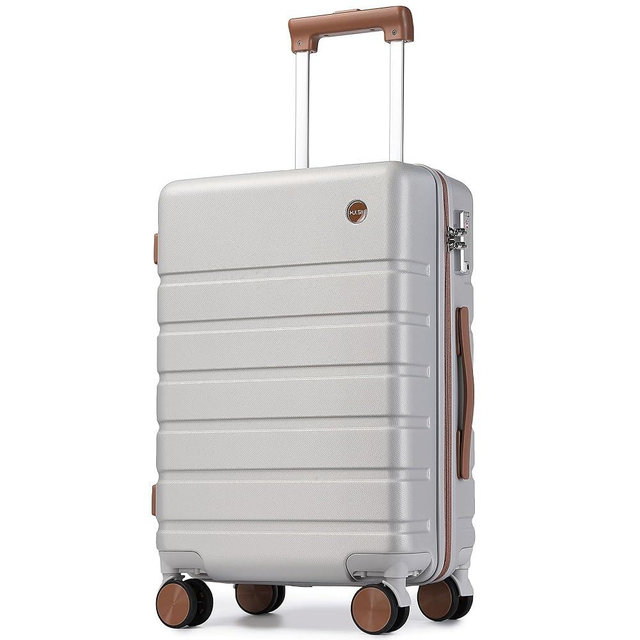Hulsin Carry on Luggage Suitcase, 22x14x9 Airline Approved 20 Inch Hardside Carry-on Luggage with Spinner Wheels, Hard Shell Luggage with TSA Lock, Hard Case Small Travel Suitcase (Silvery, 20-Inch)