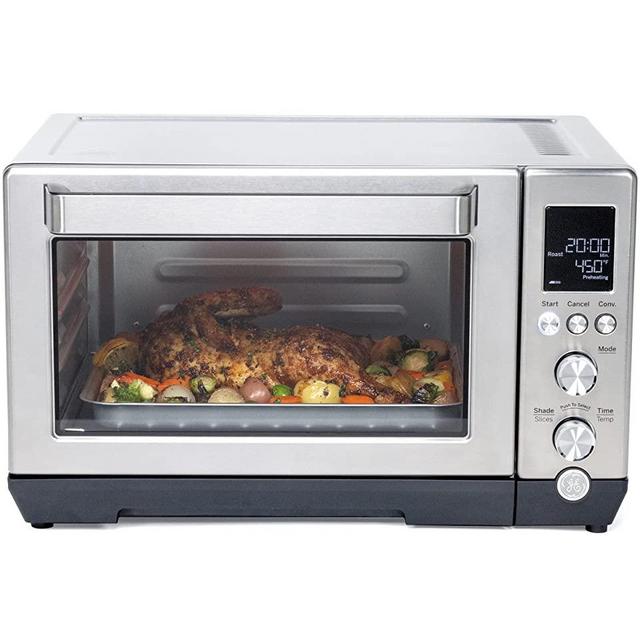 GE Convection Toaster Oven | Quartz Heating Technology | Large Capacity Toaster Oven Complete With 7 Cook Modes & Oven Accessories | Countertop Kitchen Essentials | 1500 Watts | Stainless Steel