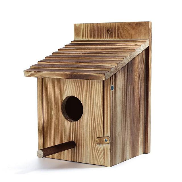 SZM Wooden Bird House, Wood Bird Houses for Outside with Pole for Finch, Bluebird, Cardinals, Hanging Birdhouse Garden Country Cottages