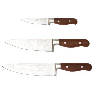 BRILJERA 3-piece knife set - Damascus steel/maple