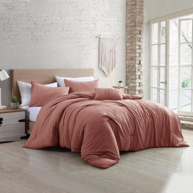 Modern Threads Beck Garment Washed 4-Piece Super Soft Comforter Set, King, Rose