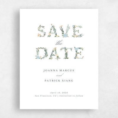 Dusty Blue Wedding Save the Date - Laurelwood Type
