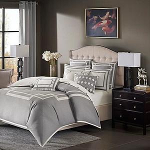 Madison Park Signature Savoy 8-Piece Queen Comforter Set in Grey