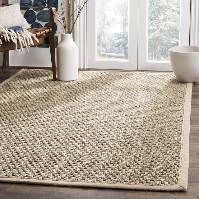 Safavieh Natural Fiber Collection NF114A Basketweave Natural and Beige Summer Seagrass Area Rug (4' x 6')