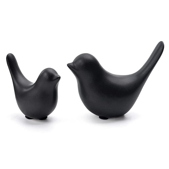 Notakia Small Animal Statues Home Decor Modern Style Birds Decorative Ornaments for Living Room, Bedroom, Office Desktop, Cabinets (Black 2Pcs)