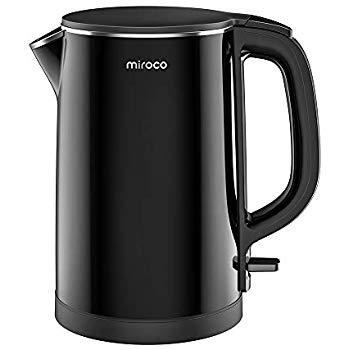 Electric Kettle, Miroco 1.5L Double Wall 100% Stainless Steel BPA-Free Cool Touch Tea Kettle with Overheating Protection, Cordless with Auto Shut-Off & Boil Dry Protection, 1500W Fast Boiling Heater