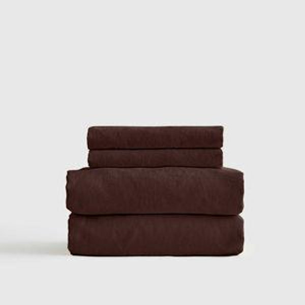Classic Organic Percale Sheet Set in Espresso, Queen Size