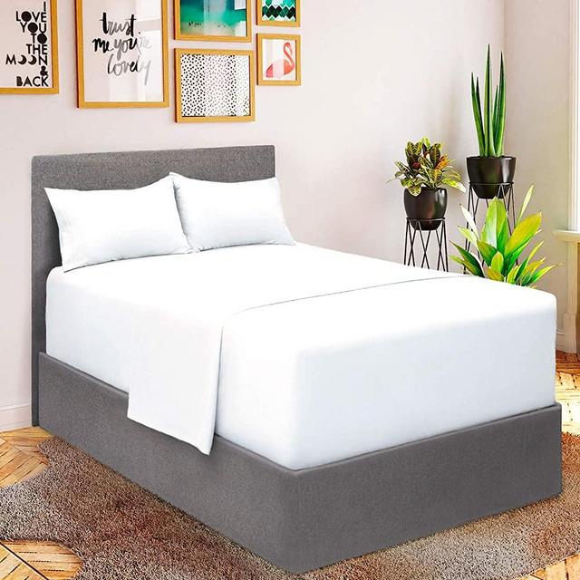 Mellanni Bed Sheet Set - Brushed Microfiber 1800 Bedding - Wrinkle, Fade, Stain Resistant - 4 Piece (for Extra Deep Mattresses, Cal King, White)