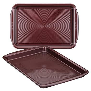 Circulon 47738 Nonstick Bakeware Set, Nonstick Cookie Sheets / Baking Sheets - 2 Piece, Merlot Red