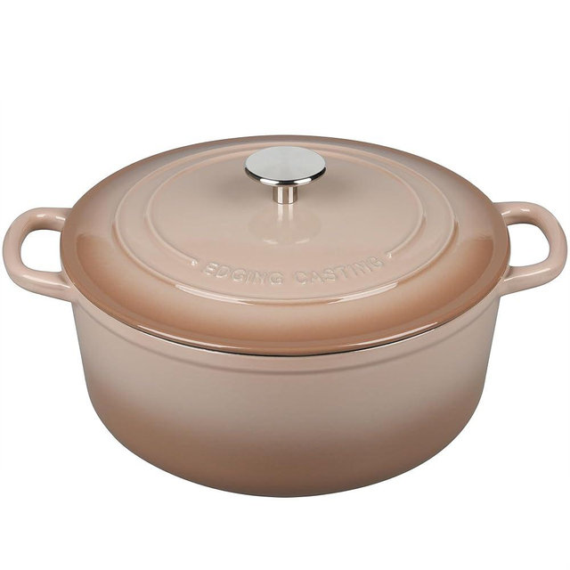 EDGING CASTING Enameled Dutch Ovens Cast Iron Dutch Oven Pot with Lid for Bread Baking, Cook, Dual Handle, 7 Quart, Mocha