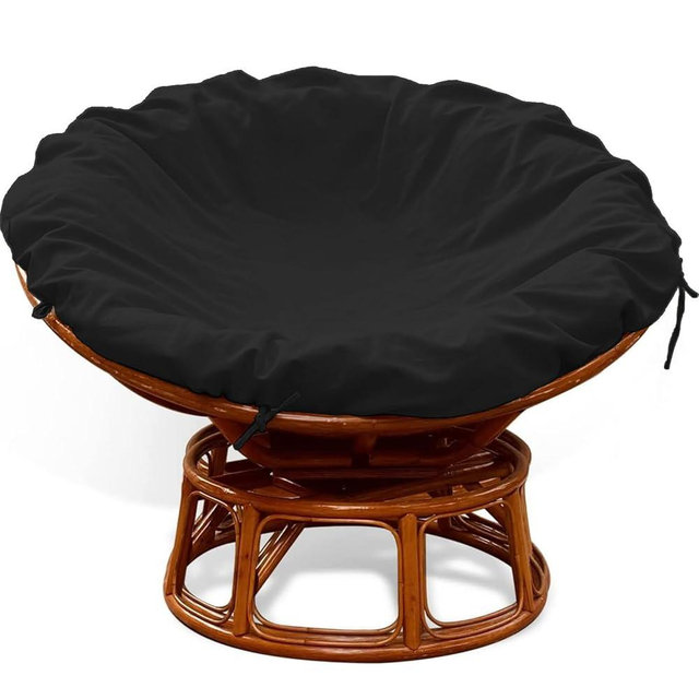 Papasan Cushion Cover, Water Resistant Papasan Chair Cushion Slipcover for Outdoor and Indoor, Skin-Friendly Soft Machine Washable Unfading Zippered Cover for Round Egg Chair Cushion (Black 55in)