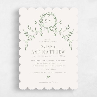 Green Scalloped Wedding Invitation - Clairemont Classic