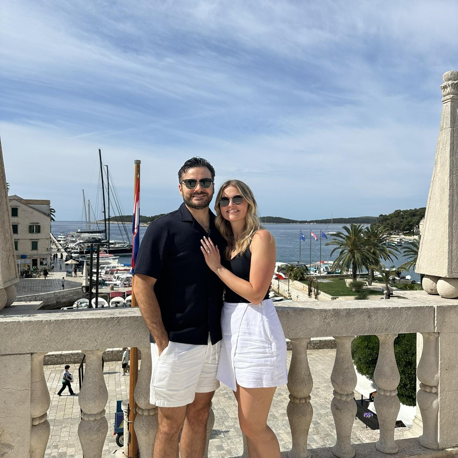 May 25, 2024: In Hvar Island, Croatia after having a lovely breakfast at the nicest hotel either of us have ever eaten at! Brittany's first trip to Europe!