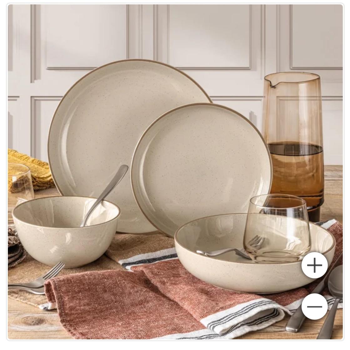 over&back Options 16-piece Dinnerware Set (beige color)