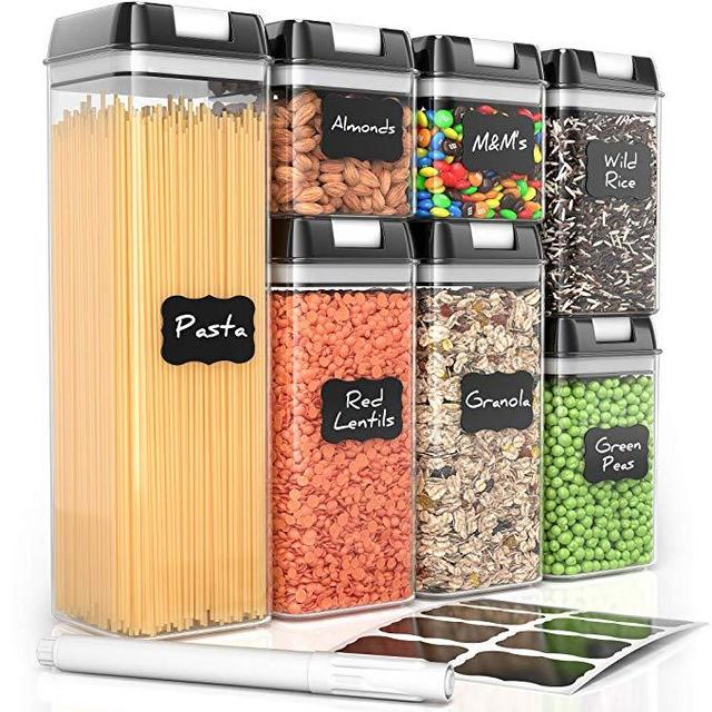 Airtight Food Storage Containers by Simply Gourmet. 7-Piece Kitchen Storage Containers BPA Free + FREE 16 Chalkboard Labels & Marker. Airtight Storage Containers Storage Set for pantry organization