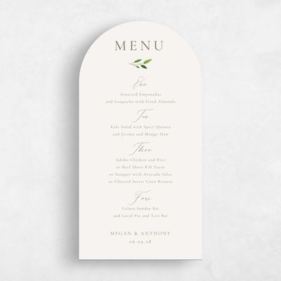 Green Arch Wedding Menu - Thornton
