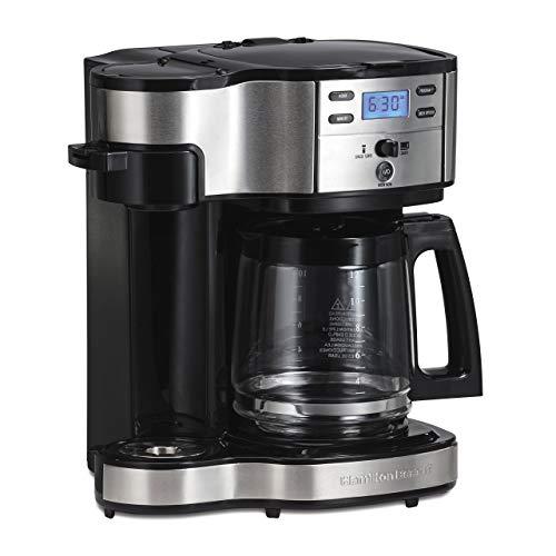 Hamilton Beach (49980A) Single Serve Coffee Maker and Coffee Pot Maker, Programmable, Black/Stainless Steel (Renewed)