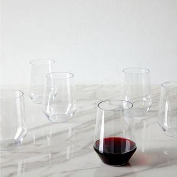 Outdoor Stemless Wine Glass Set: Clear