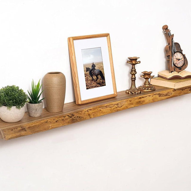 Marsmiles 48 inch Floating Shelves for Wall Elm Wood Live Edge Shelves Wall Mounted|Rustic Long Floating Shelves with Invisible Bracket for Bathroom Living Room Kitchen|Natural, 1 Pack