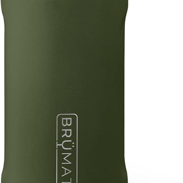 BrüMate Hopsulator Slim Can Cooler Insulated for 12oz Slim Cans | Skinny Can Insulated Stainless Steel Drink Holder for Hard Seltzer, Beer, Soda, and Energy Drinks (OD Green)