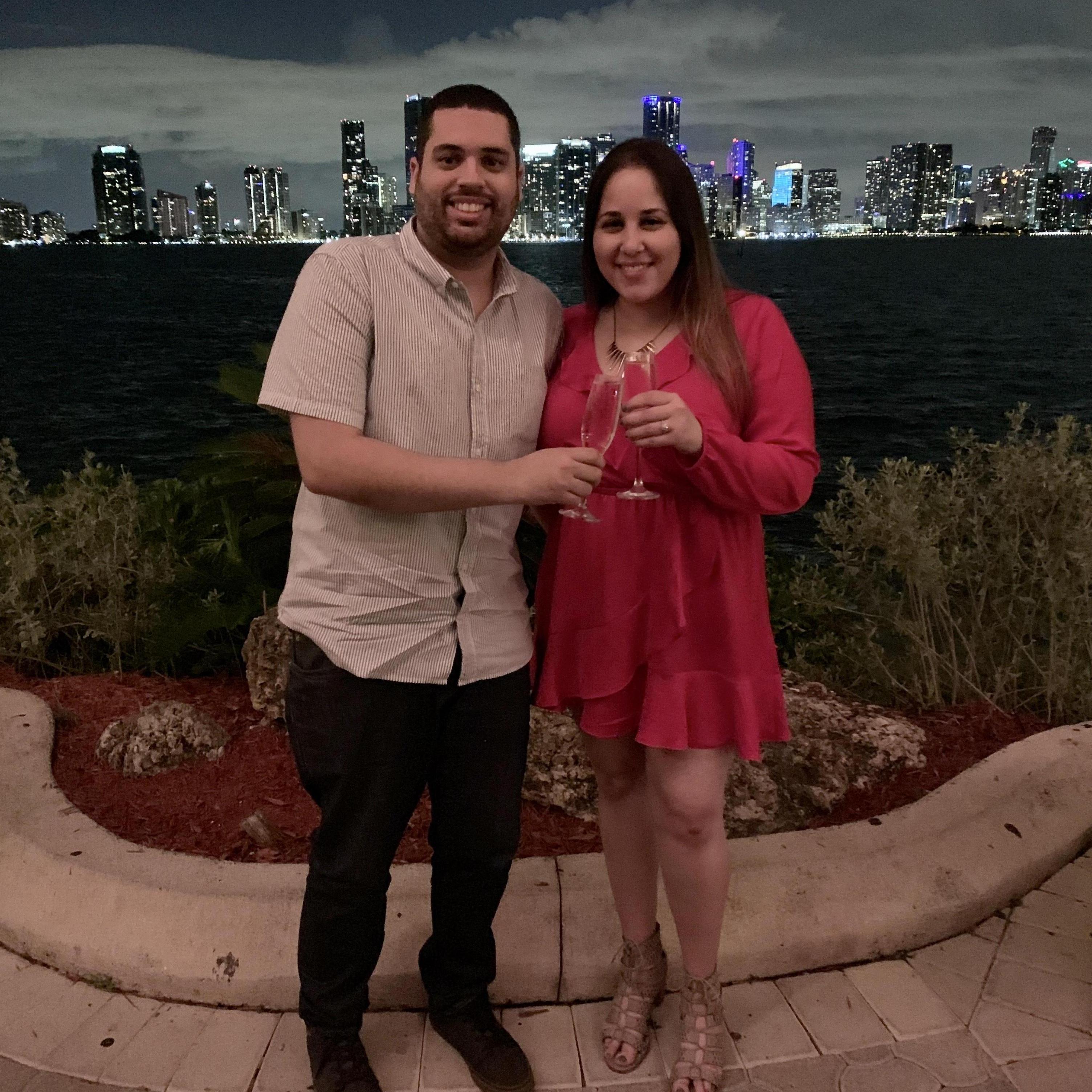 The night we got engaged at Rusty Pelican.