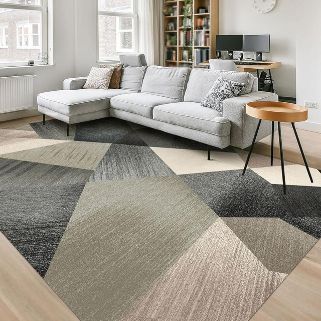 HOMFINE Washable Area Rug - Geometry Style Modern Rugs for Living Room, Bedroom, Machine Washable Rug Soft Non Slip Non Shedding Area Rug - Green, 6'x9'